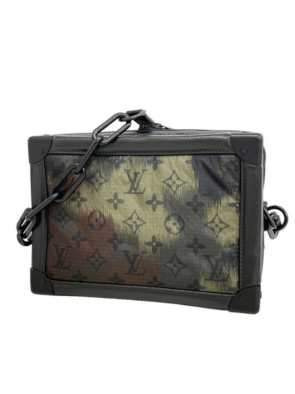 Louis Vuitton Shoulder Bag Monogram Camouflage Soft Trunk Black Khaki